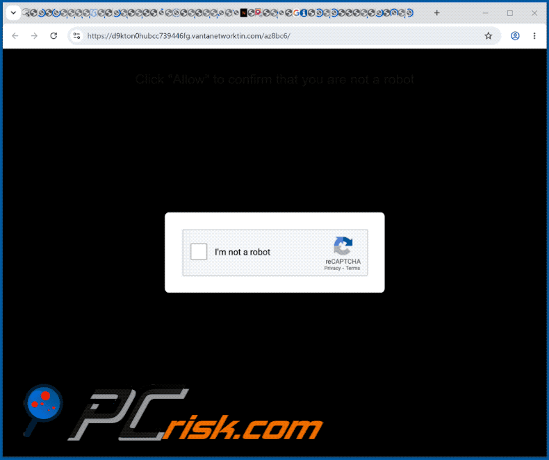 Erscheinungsbild der Website vantanetworktin[.]com (GIF)