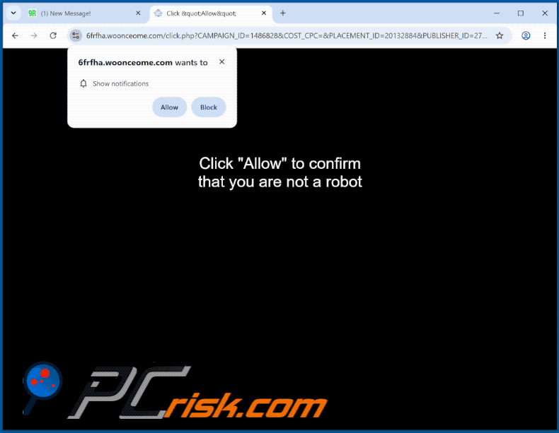 Erscheinungsbild der Website woonceome[.]com (GIF)