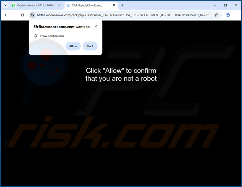 woonceome[.]com Werbung