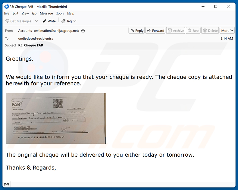 „Your Cheque Is Ready