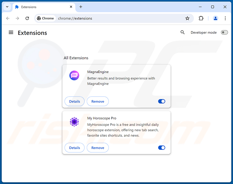 Entfernen von mit astridresearch.com verbundenen Google Chrome-Erweiterungen