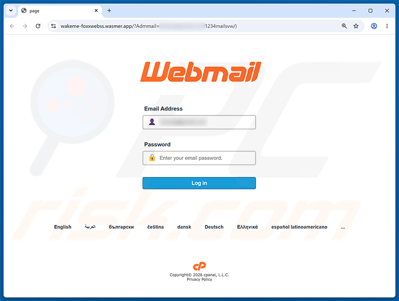 Cosco Shipping Package Notification E-Mail-Betrug Phishing-Seite