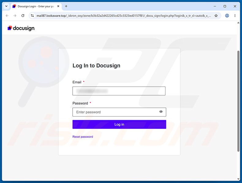 DocuSign Document Is Waiting For Your Approval E-Mail-Betrug Phishing-Seite