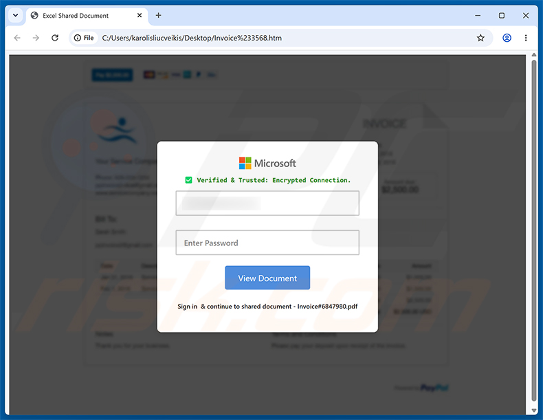 Invoice Payment Is Past Due E-Mail-Betrug Phishing-Seite