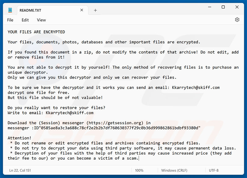 KarryTech-Ransomware-Lösegeldforderung (README.TXT)