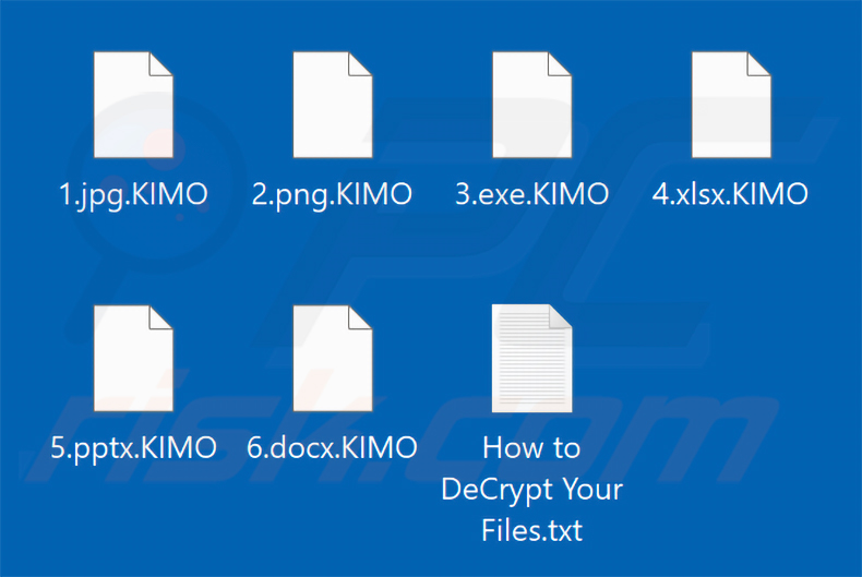 Von der KIMO-Ransomware verschlüsselte Dateien (.KIMO-Erweiterung)