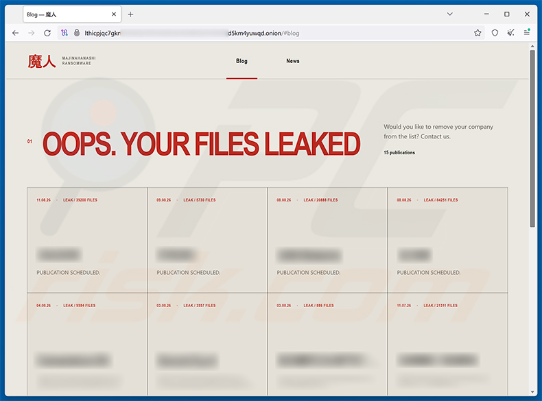 MAJINAHANASHI-Ransomware-Datenleck-Seite