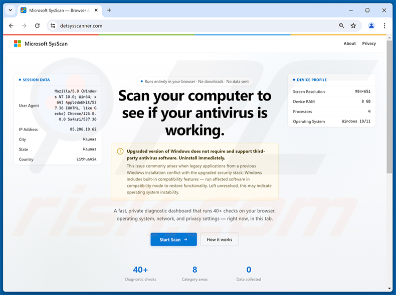 Scan Computer To See If Antivirus Is Working POP-UP-Betrug