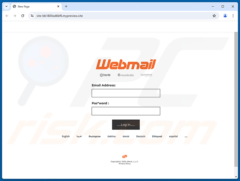 Server Password Expired E-Mail-Betrug Phishing-Seite