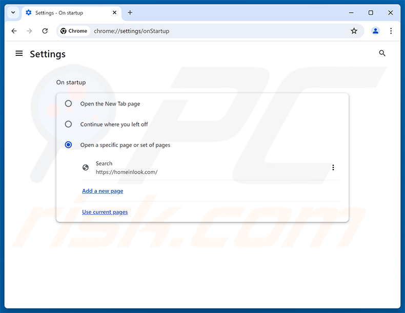 Entfernen von homeinlook.com aus der Google Chrome Startseite