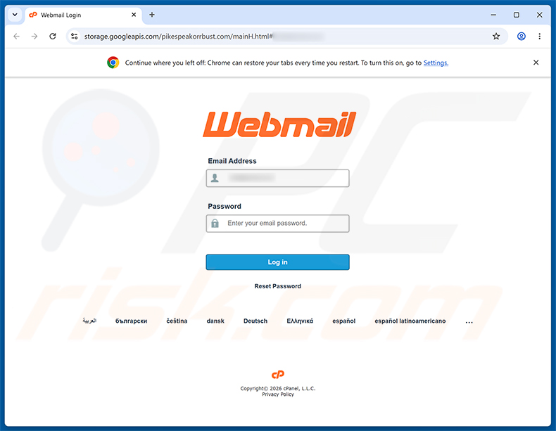 IMAP Sync Failure E-Mail-Betrug Phishing-Seite