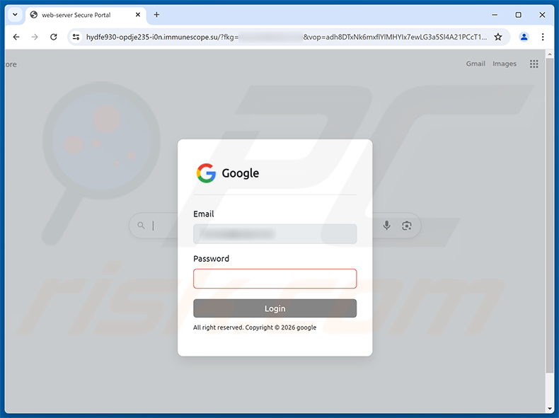 Login Attempt From An Unrecognized Location Phishing-Seite