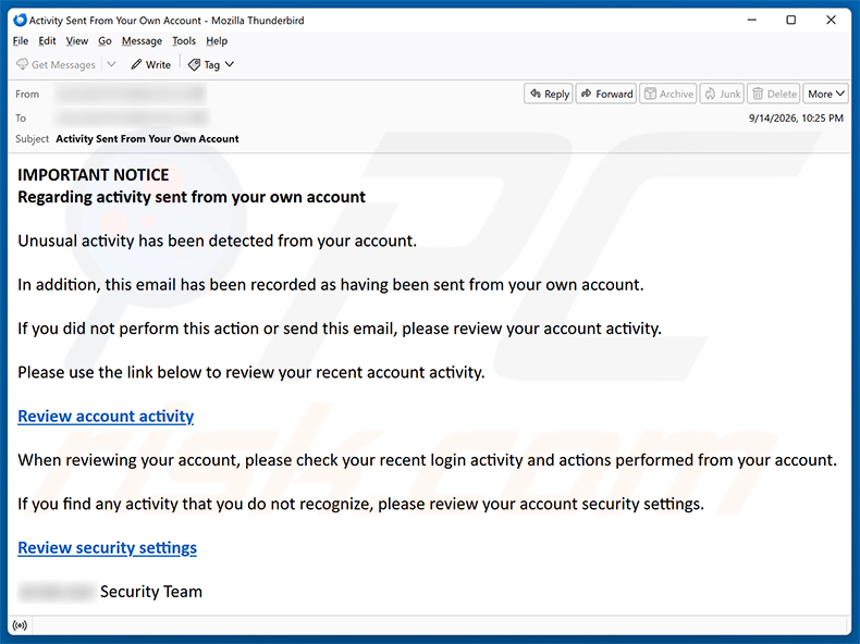 Spam-E-Mail zur Verbreitung des Microsoft Firewall Alert POP-UP-Betrugs (rovuwogipi.z7.web.core.windows[.]net)