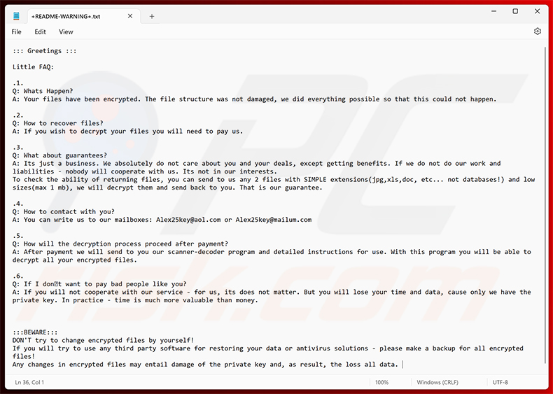 RIED Ransomware Lösegeldforderung (+README-WARNING+.txt)