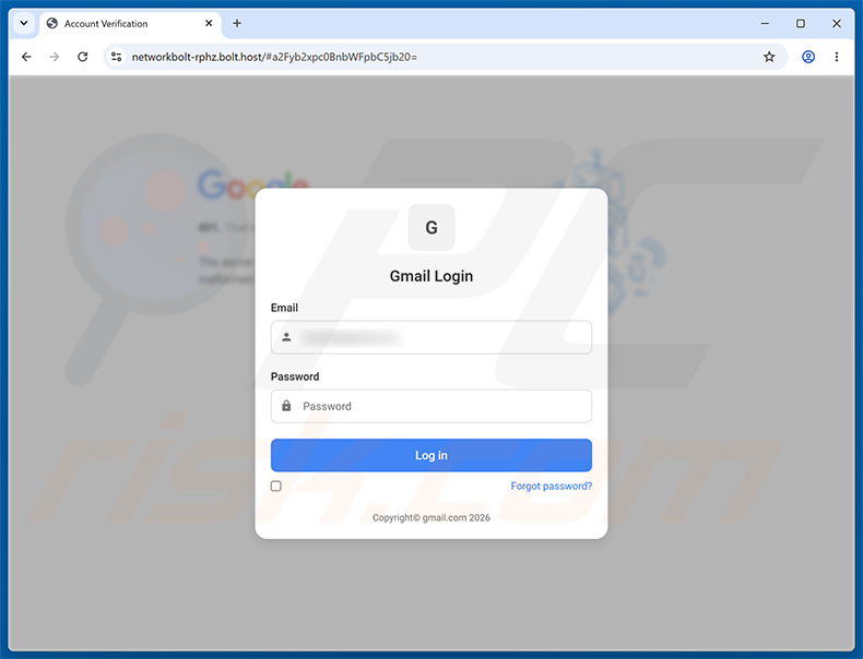 Untrusted Device Was Added To Your Account Phishing-Seite