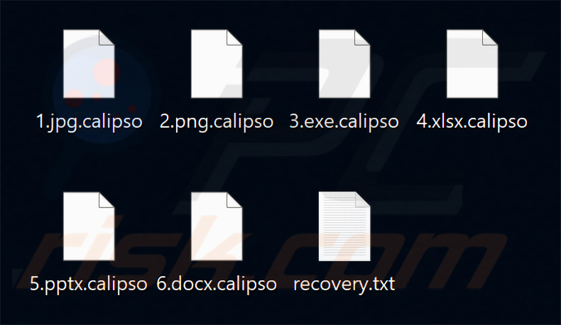 Von der Calipso-Ransomware verschlüsselte Dateien (Erweiterung .calipso)