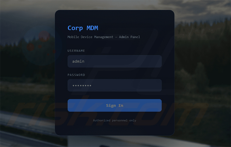 Corp MDM Android-Spyware Admin-Panel - Quelle haveibeensquatted.com