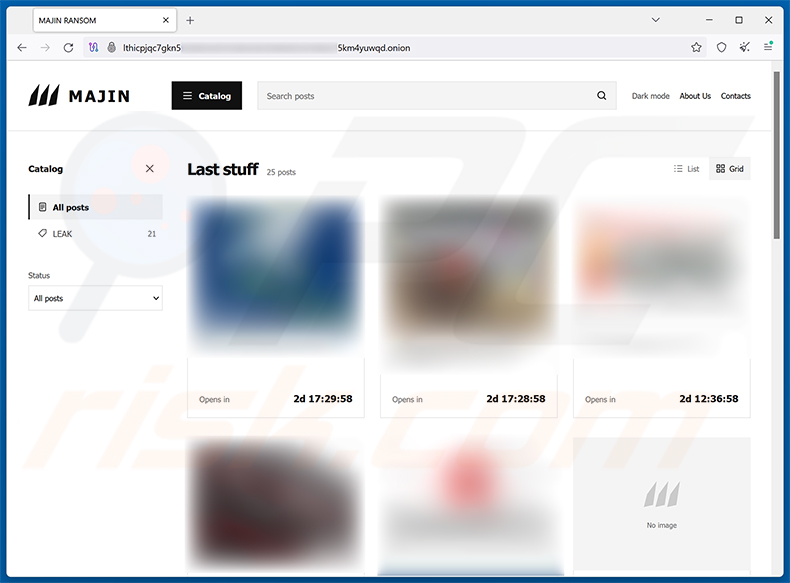 Tor-Datenleck-Website der MAJIN-Ransomware