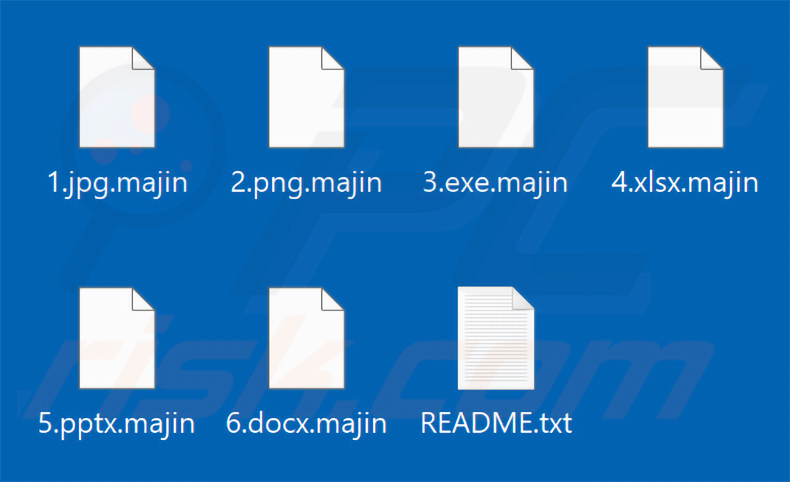 Von der MAJIN-Ransomware verschlüsselte Dateien (Erweiterung .majin)