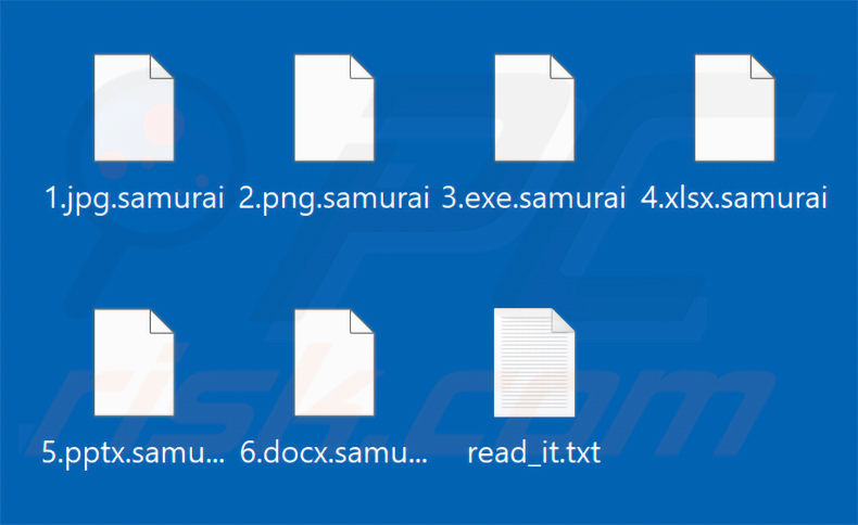 Von der SAMURAI-SEC-Ransomware verschlüsselte Dateien (Erweiterung .samurai)