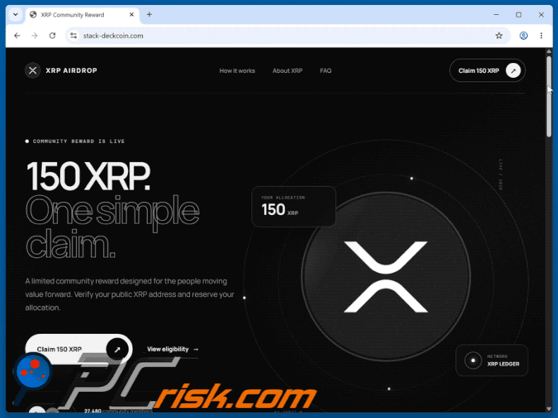Erscheinungsbild des XRP Ledger Airdrop Betrug (GIF)