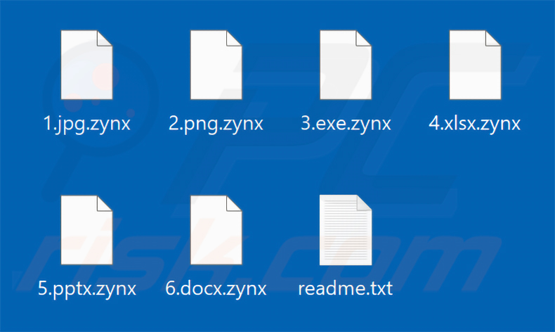 Von Zynex Ransomware verschlüsselte Dateien (Erweiterung .zynx)