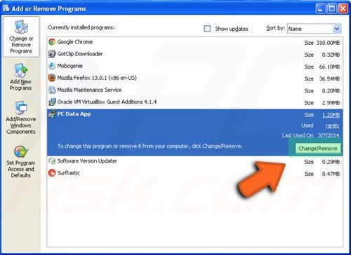 Windows XP Ändern/Entfernen Programm