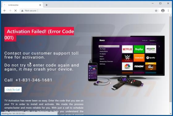 Activation Failed! (Error Code 001) POP-UP Betrug