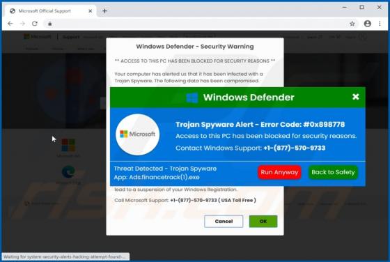 Trojan Spyware Alert POP-UP Betrug
