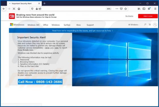 Important Security Alert! POP-UP Betrug