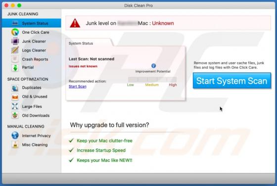 Disk Clean Pro unerwünschte Anwendung (Mac)