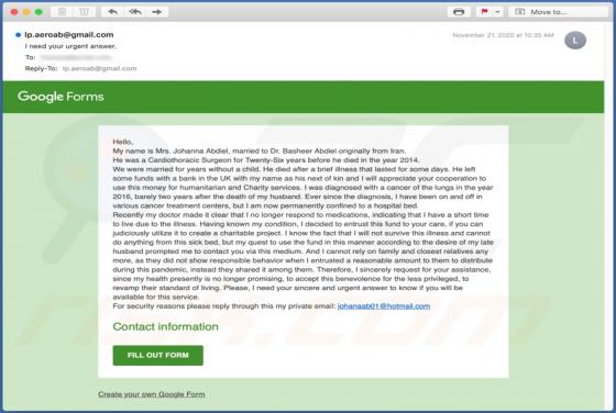 Google Forms Email Betrug