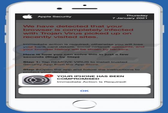 YOUR IPHONE HAS BEEN COMPROMISED POP-UP Betrug (Mac)