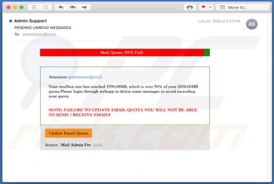 Mail Quota E-Mail Betrug