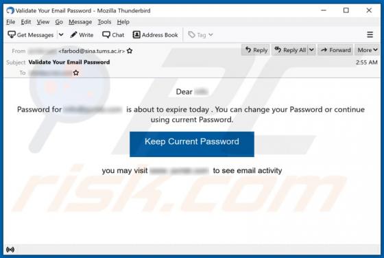 Password Is About To Expire Today E-Mail-Betrug