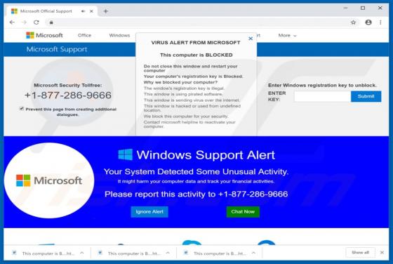 Your System Detected Some Unusual Activity POP-UP Betrug