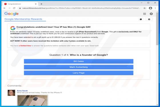 Google Membership Rewards POP-UP Betrug