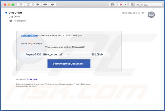 OneDrive Email Betrug