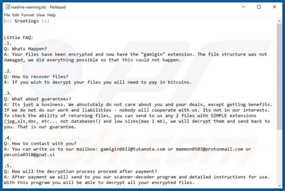 Gamigin Ransomware