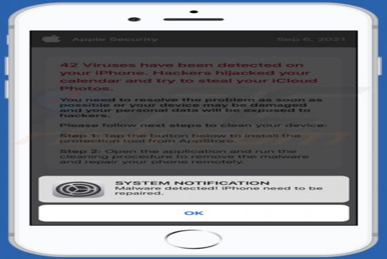 Malware detected! iPhone need to be repaired POP-UP Betrug (Mac)