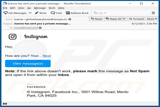 Instagram E-Mail Betrug