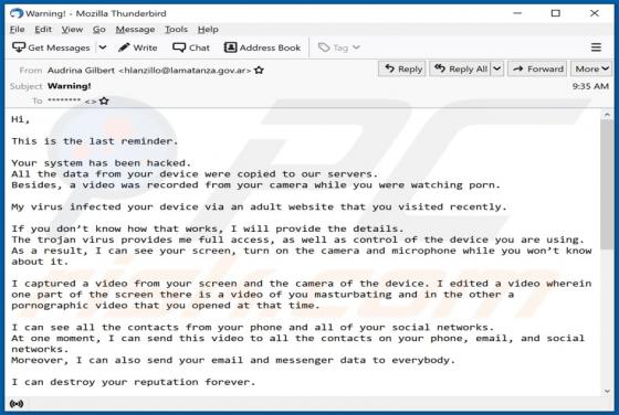 This Is The Last Reminder E-Mail-Betrug