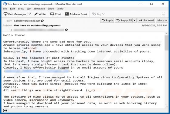 Unfortunately, There Are Some Bad News For You E-Mail-Betrug