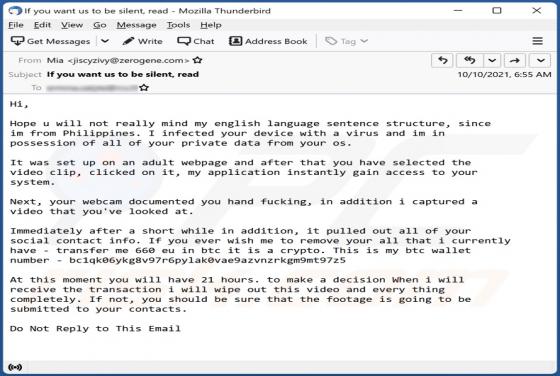 Im In Possession Of All Of Your Private Data E-Mail-Betrug
