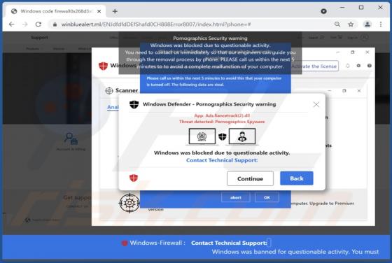 Pornographics Security Warning POP-UP Betrug