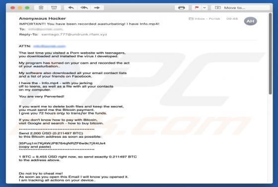 Das letzte Mal, als Sie eine Porno-Webseite besucht haben E-Mail-Betrug