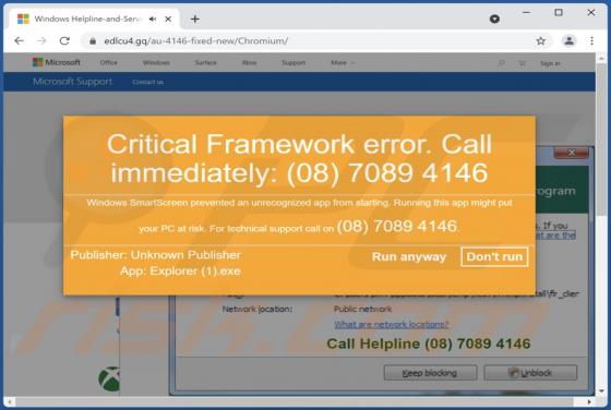 Critical Framework Error POP-UP Betrug