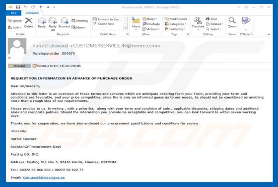 Purchase Order E-Mail-Virus