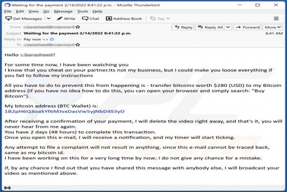 I Have Been Watching You E-Mail-Betrug