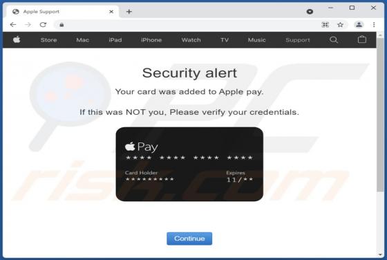 Your Card Was Added To Apple Pay POP-UP-Betrug (Mac)